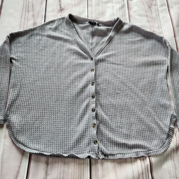Urban Outfitters Out From Under Jojo Oversized Waffle Knit Gray Thermal Size XS - Picture 4 of 11